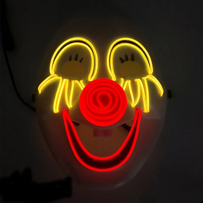 

Smiling Face Joker EL Wire Mask Horror Cosplay Party Supplies Glowing LED Clown Mask For Halloween Carnival