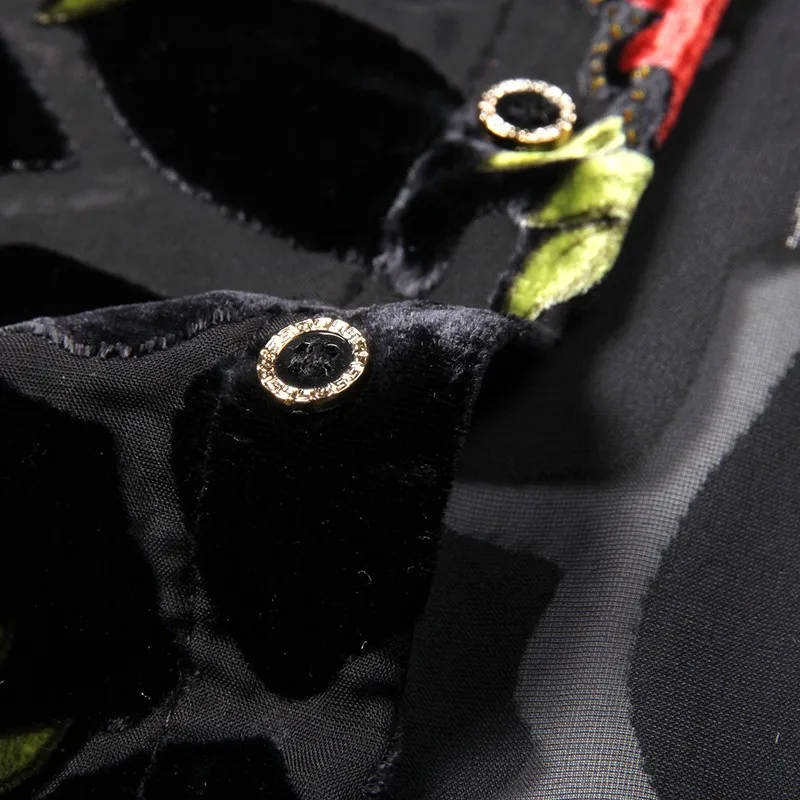 

Silk Flower Red Shirt Camisa Social Masculina Transparent Velvet Shirt See Through Sexy Mesh Shirt Club Prom Party Outfit