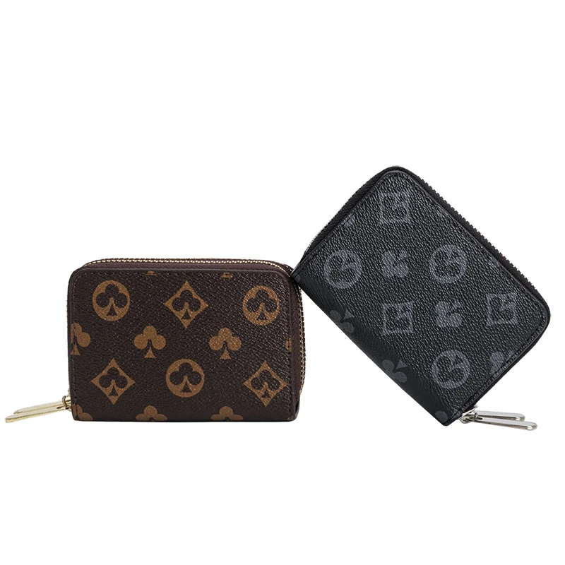 

Short wallet zipper card bag ladies European and American fashion credit card coin purse small print female hand wallet