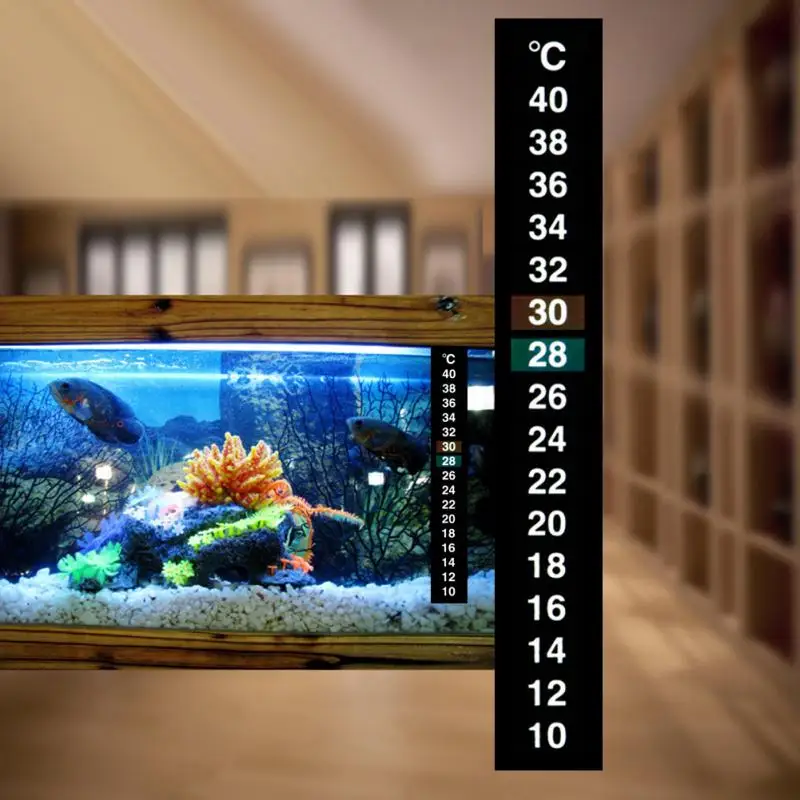 Portable Aquarium Thermometer Dual Scale Fish Tank Liquid Temperature Tester Sticker Celsius Digital LCD Display Adhesive Strip | Дом и сад