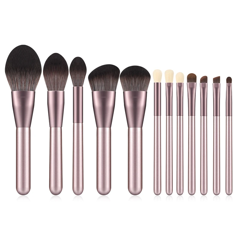 Massaller 12pcs Purple Super Quality Pro Makeup Brush Set Soft Synthetic Hair Powder Foundation Eye Brow Lip Brushes for Make Up - Handle Color: 12pcs without bag