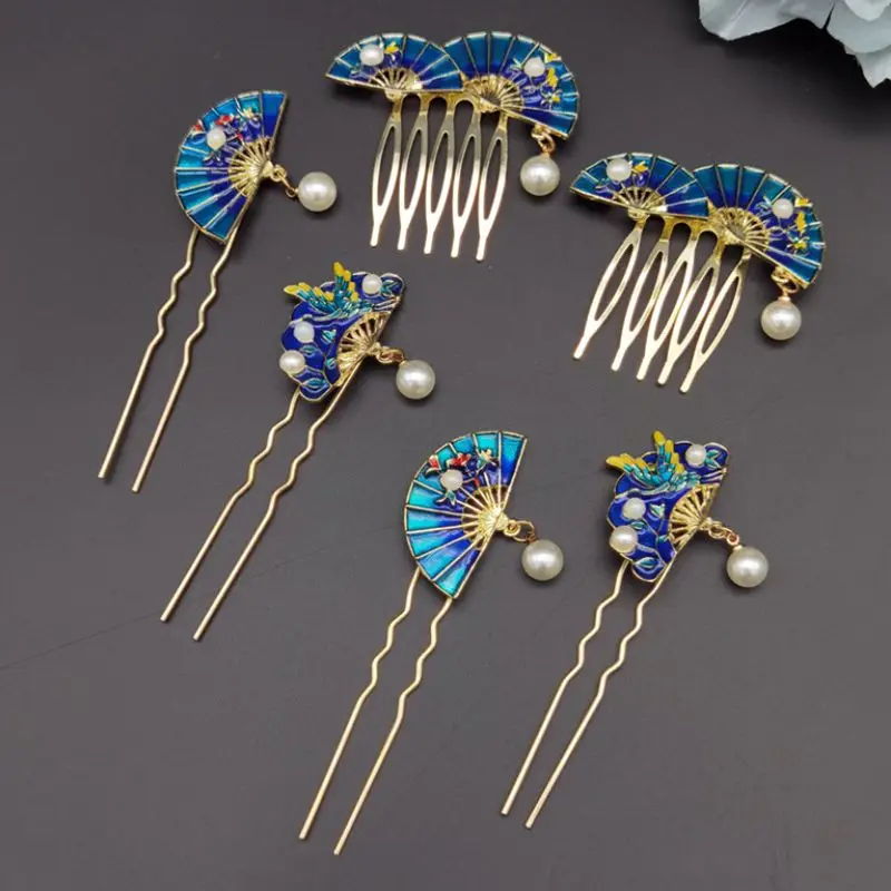 

Vintage Metal Hair Sticks for Women Cloisonne Hairclip Pins U Shape Girls Hairpins