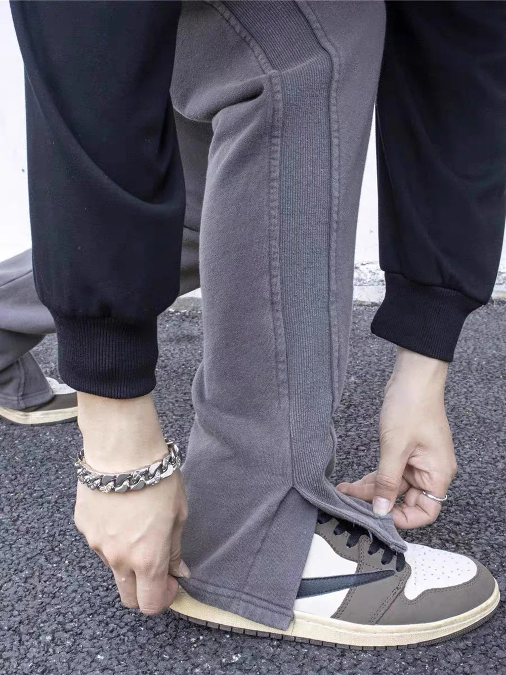 

Askyurself Causal Long Pants Men Women 1:1 High Quality Solid Askyurself Drawstring Grey Sweatpants Boot Cut Trousers Jogger