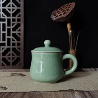 coffee mug teacups with lid 10oz porcelain milk cup ceramic tableware chinese celadons drinkware microwave and dishwasher safe