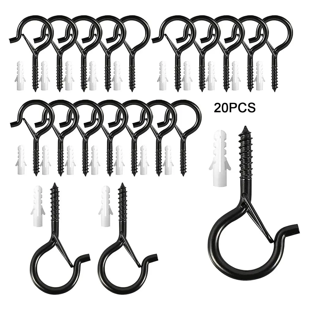 

20PCs/Set Q-Hanger Hooks Ceiling Outdoor Indoor Screw Hooks For Christmas Lights Plant Bracket Bird Feeders Wind Chimes Lanterns