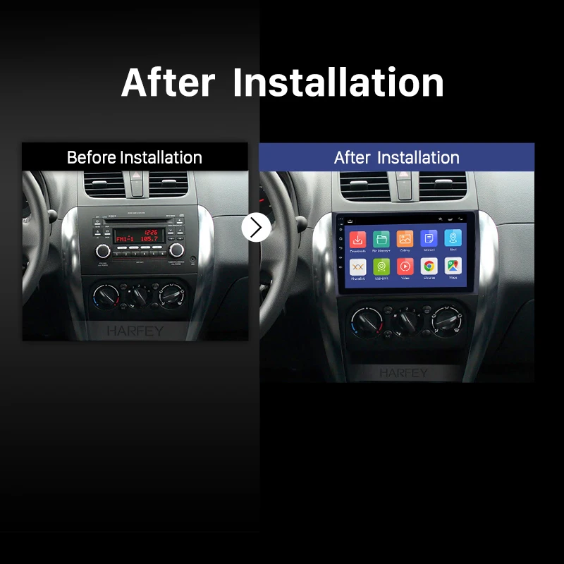 Harfey Android 9 0 дюймов Автомобильный GPS Авторадио Стерео для Suzuki SX4/Fiat Sedici 2006 2012