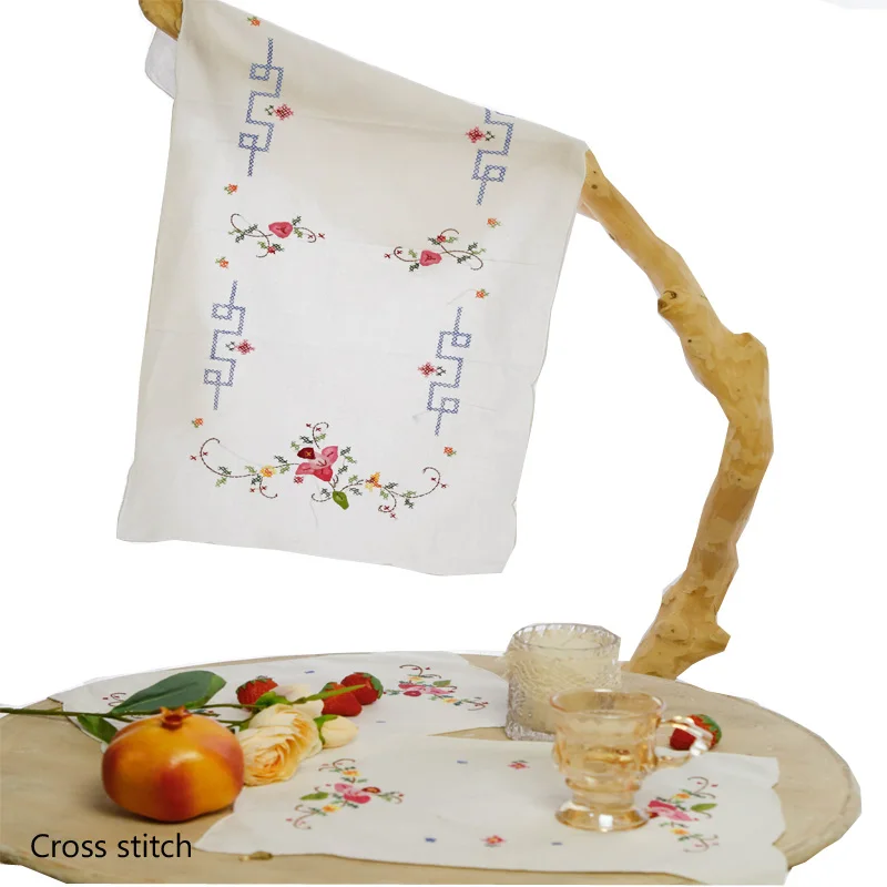 

HOT Cross stitch cotton table place mat pad cloth Christmas Placemat tea drink Doily Cup mug wedding Coaster kitchen Accessory