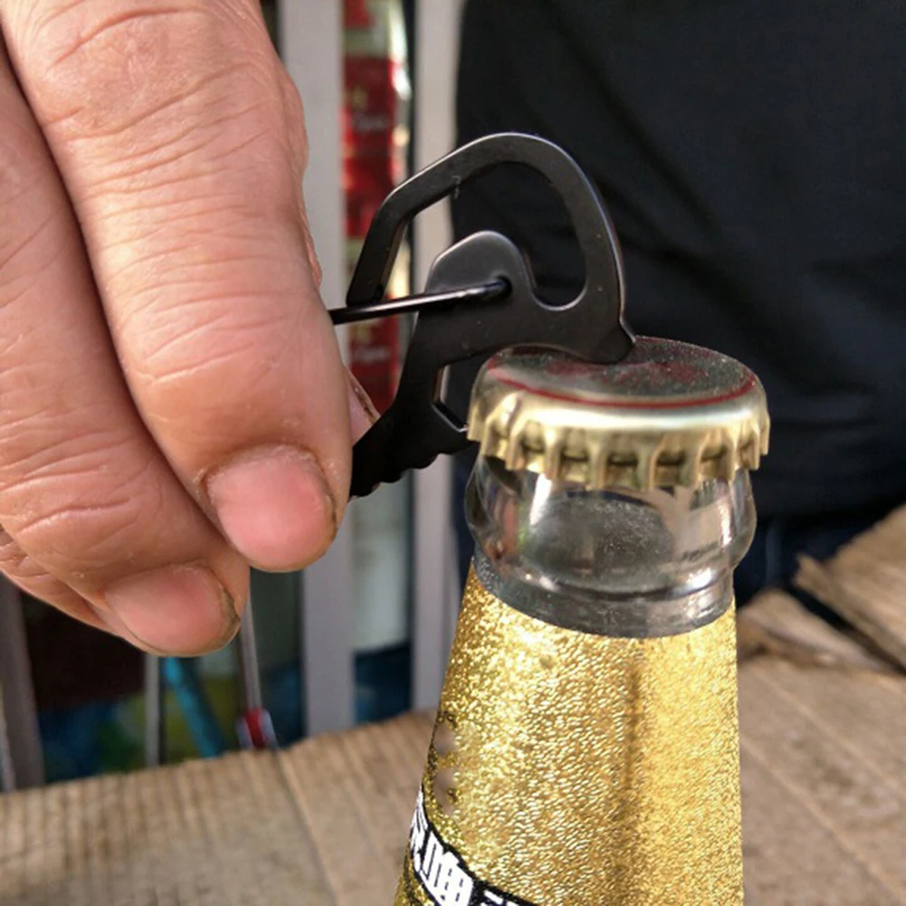 Многоцелевой Брелок для ключей для отдыха на природе прочный открывалка для бутылок Карабин Многофункциональный карманный инструмент коронка отвертка гаджет мини брелок