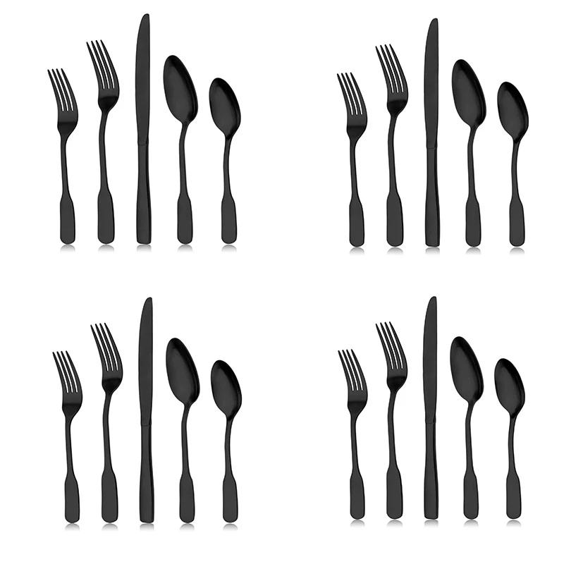 

Set Stainless Steel Flatware Cutlery Set Modern Kitchen Eating Utensils Tableware Set Metal Silver Ware