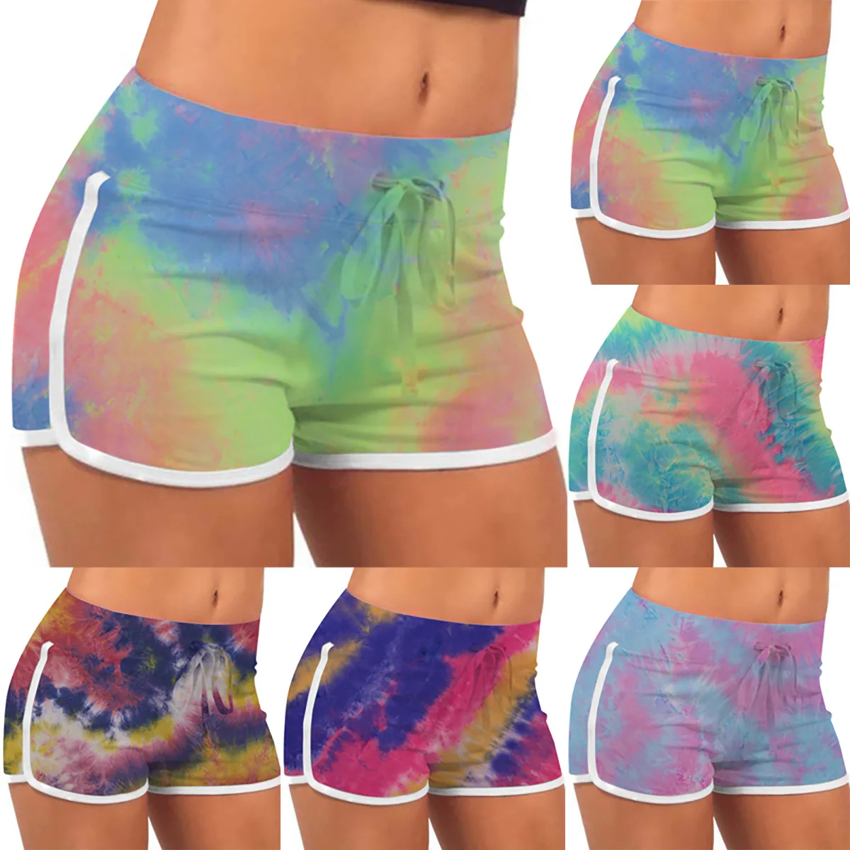 

Sport Women Slim Summer Shorts Feminino Chic Hot Ladies Bottom New Elastic Hip Slim Tie-Dye Women's Shorts