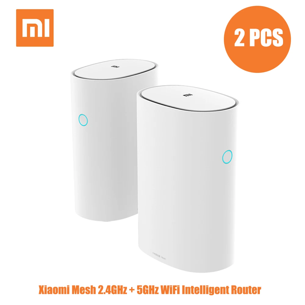 2 шт. Xiaomi Mesh 2,4+ 5 ГГц WiFi смарт-маршрутизатор AC1300+ 1000 м LAN+ 1300 м линия питания Qualcomm DAKOTA 4 ядра 4 усилителя сигнала