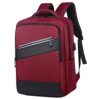 high quality 15 6 laptop backpack usb panelled patchwork travel backpack black fashion trend mens casual business backpack bag