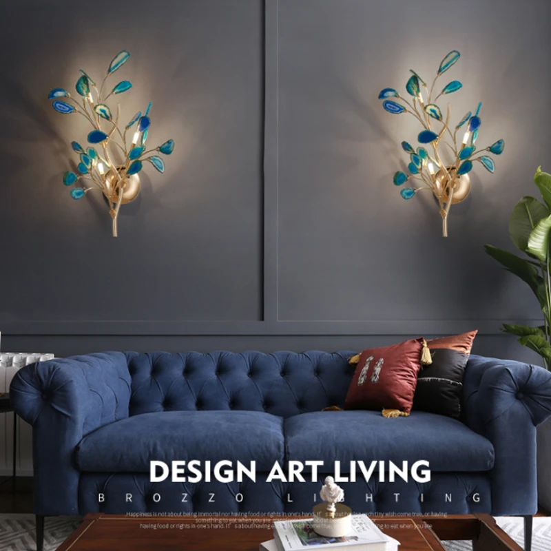 

Nordic Agate Wall Lamp Living Room Modern Personality Simple Bedroom Bedside Lamp Model Room Luxury Color Villa Decor Wall Light