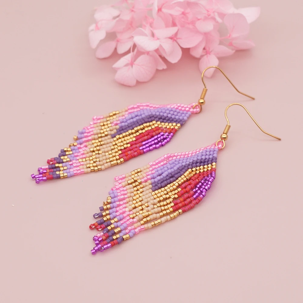 Go2Boho Boho Colorful Tassel Dangle Earring Miyuki Seed Beaded Drop Earrings 2023 Fashion Jewelry Earing Gifts for Women