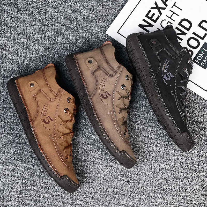 

Fashion Men Leather Boots Men's Warm Fur Snow Boots Winter Shoes Split Leather Comfortable Ankle Men Warm Boots 48