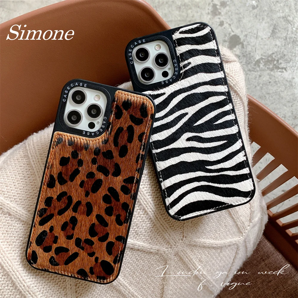 

New winter leather horse hair phone case For iPhone 13 12 Pro 7 8 Plus X XS XR MAX Fashion fall prevention iPhone 13 promax case