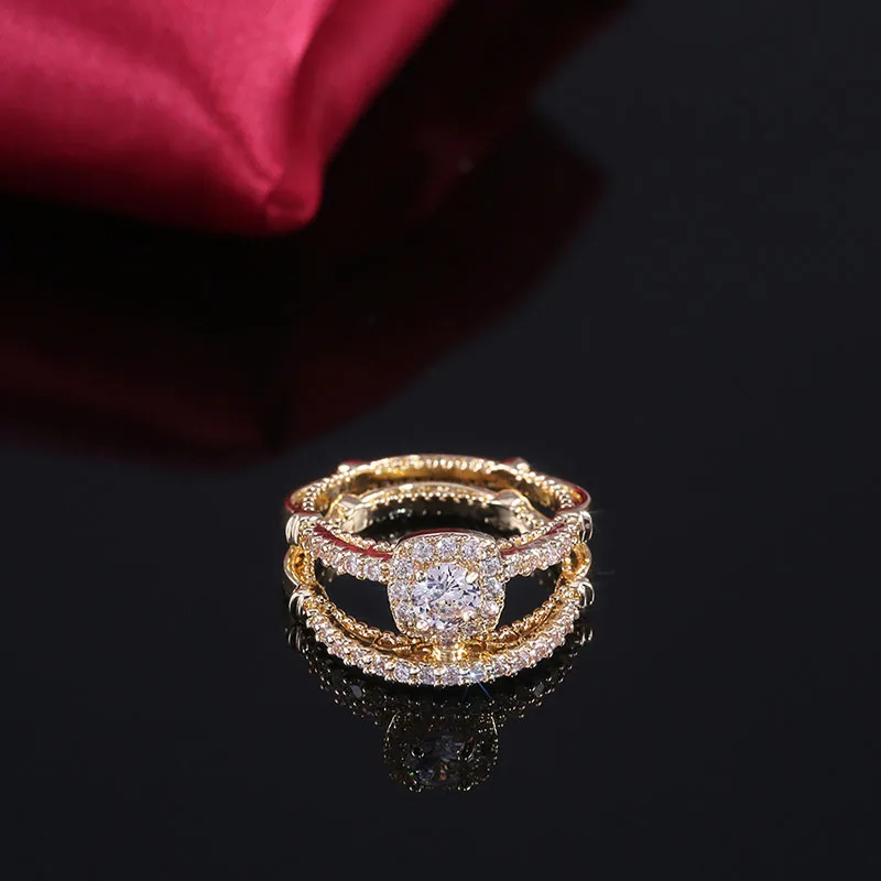 Набор Колец Modyle Женский роскошный винтажный Свадебный комплект колец с круглым