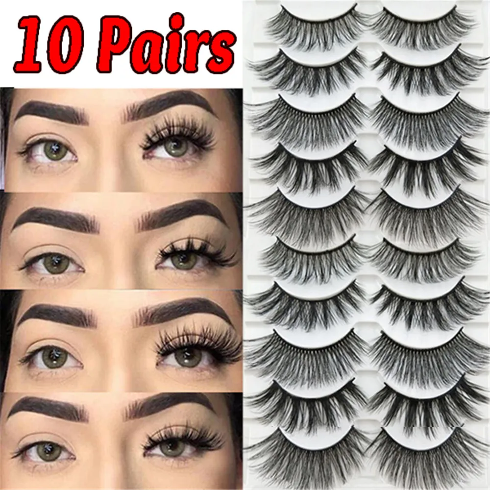 Conjunto 3d Vison Cílios Postiços Naturais Wispy Volume Dramático Falso Cílios Extensão Artesanal Crueldadelivre Cílios 10 Par