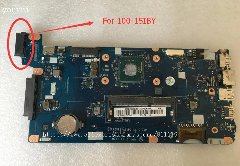 Yourui для Lenovo 100-15IBY материнская плата ноутбука 5b20J30760 AIVP1/AIVP2 LA-C771P с процессором N2840