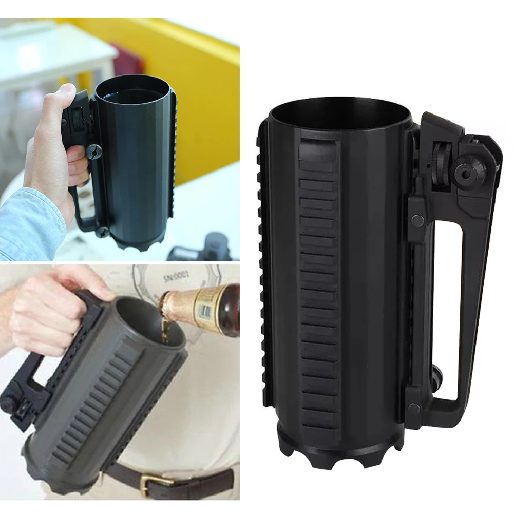 

Aluminum Alloy Detachable Carry Battle Rail Mug Multifunctional Outdoor Hunting Sports Beer Cup with Rail Rear Sight Handle