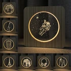 Acecorner 3D светодиодный космонавт Эйфелева башня акриловая деревянная USB Ночная лампа настосветильник лампа резьба лампа для украшения детской комнаты