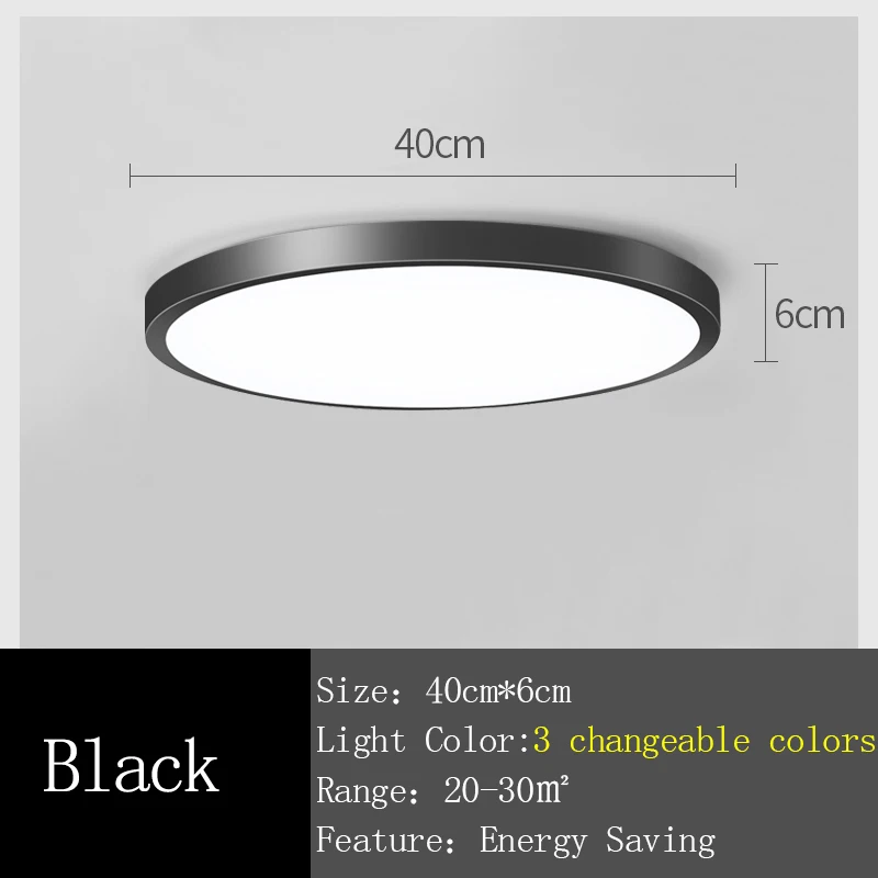 Black Cover 40cm Современный светодиодный потолочный светильник, AC165-265V потолочный светильник, круглый подвесной светильник для гостиной, светильник для дома - Цвет корпуса: Black Cover 40cm