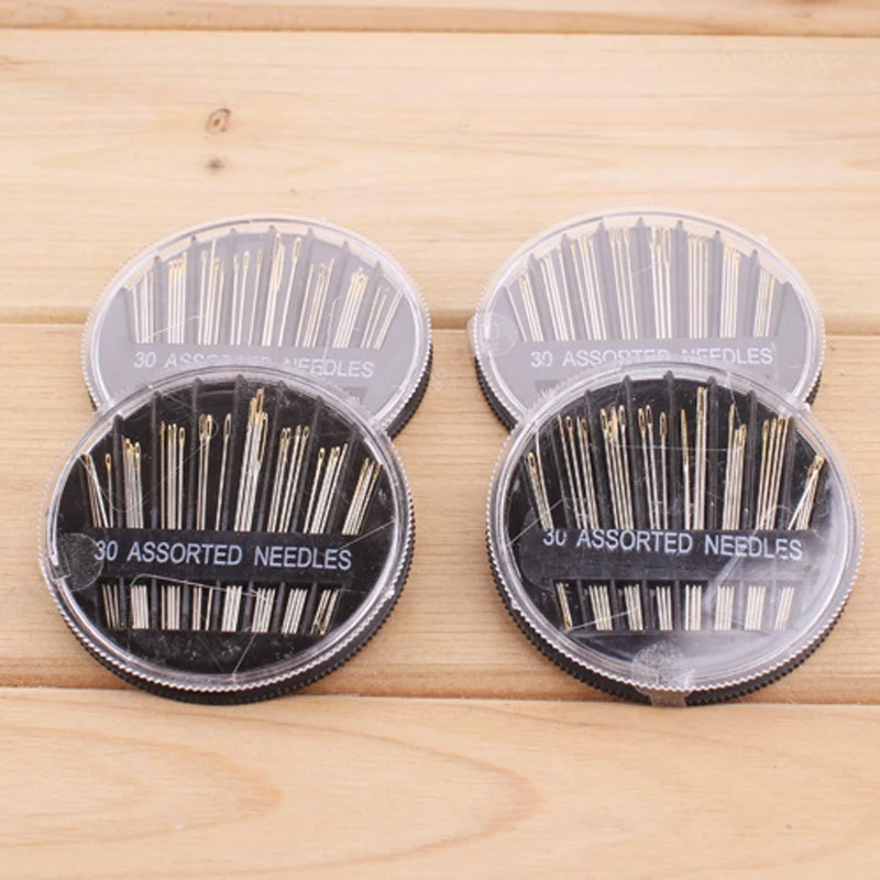 30 шт./компл. Ассорти ручные швейные иглы с круглой коробкой для хранения из