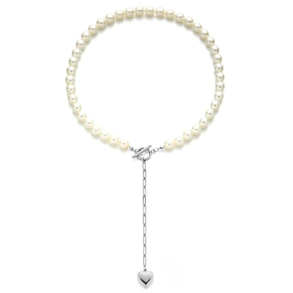 MinaMaMa новый стиль нержавеющая сталь Fuax Жемчуг Сердце Подвески Ожерелья для женщин
