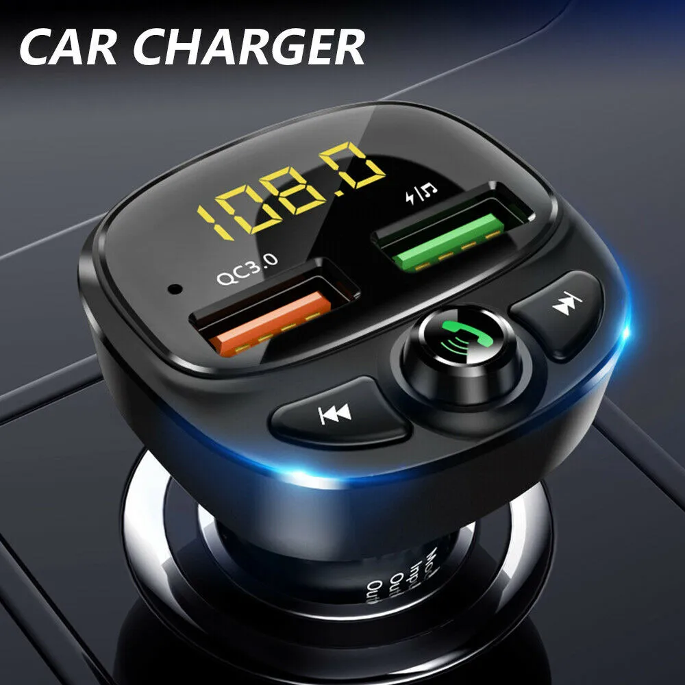 

1 шт. Автомобильный FM-передатчик, беспроводной MP3-плеер, 2 USB, автомобильное быстрое зарядное устройство, адаптер, Bluetooth передатчик, приемник д...