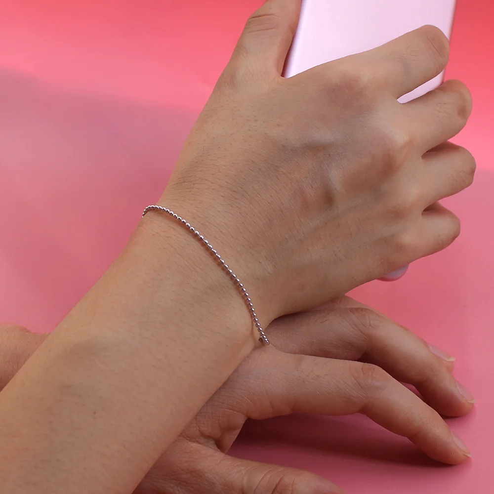 Браслет из серебра 100% пробы с бусинами для женщин|Гибкие и жесткие браслеты| |