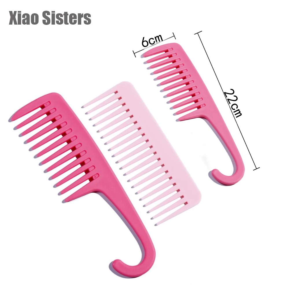 

Pink Wide Teeth Hairdressing Comb Transparent Hair Wig Comb For Hairstyling Detangle Big Hair Comb Ideal For Long Hair Smooth