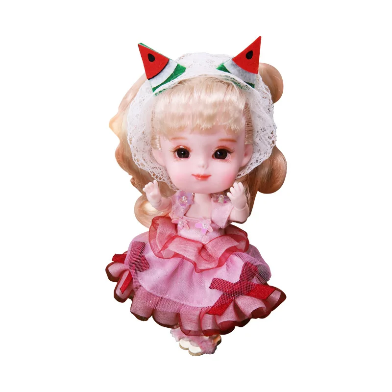 

DBS0004 1/12 BJD Fashion Beautiful Baby Girl Toy Set Clothes Shoes and Hair Pink Skirt 38 DF Jionts 14cm for Kids Sweetest Gifts