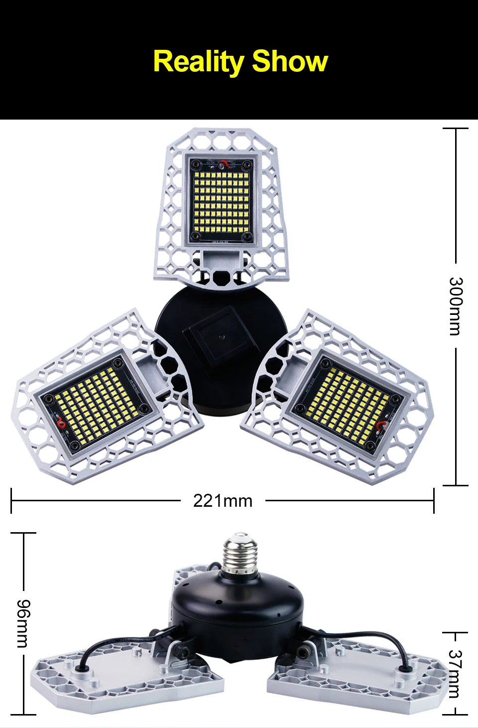 100W 80W 60W E27 LED Lamp 110V 220V LED Bulb Deformable High Power Light For Warehouse Factory Garage Basement Gym