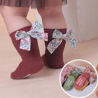 0 5 years kids bows knee high long soft cotton baby sockstoddlers girls socks floral stripe children socks socks princess style