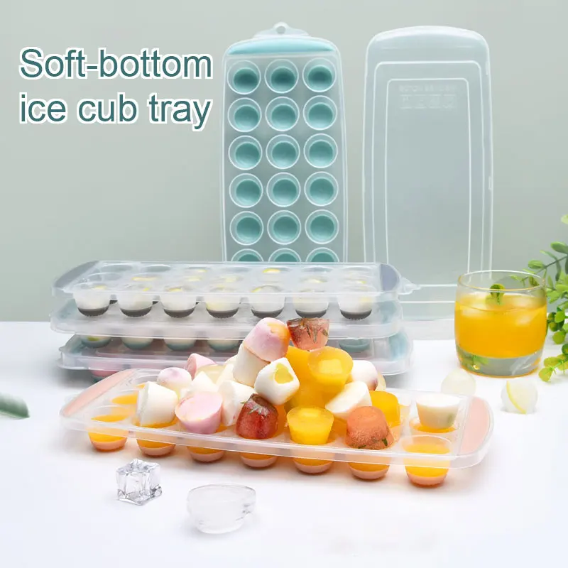 

21 Grid Round Silicone Ice Tray TPR Resilient Soft Bottom Ice Tray Mold Beer Ice Cube Mold Whiskey Wine Cocktail DIY Maker Tool