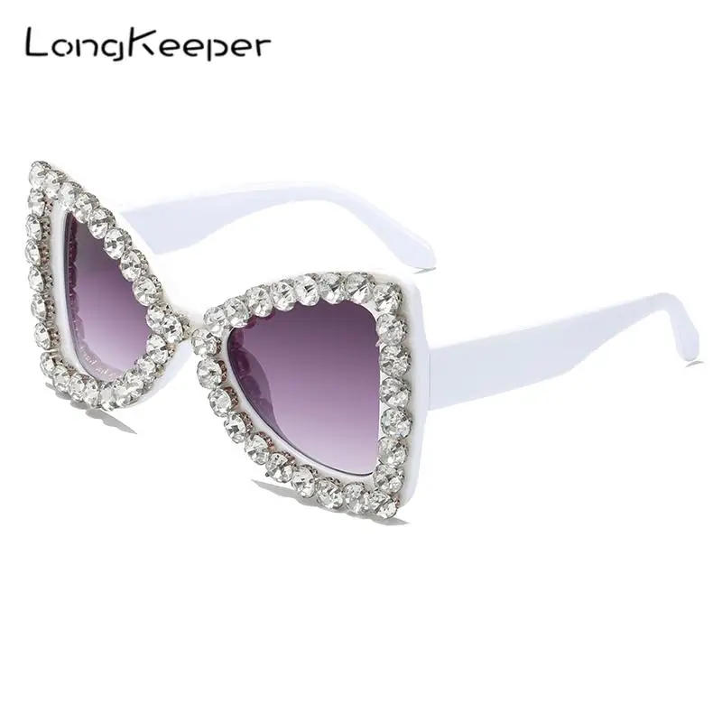 

Fashion Luxury Cat Eye Sunglasses Women Vintage Brand Design Punk Shapes Eyeglasses Female Diamond Crystal Decorative Eyewear