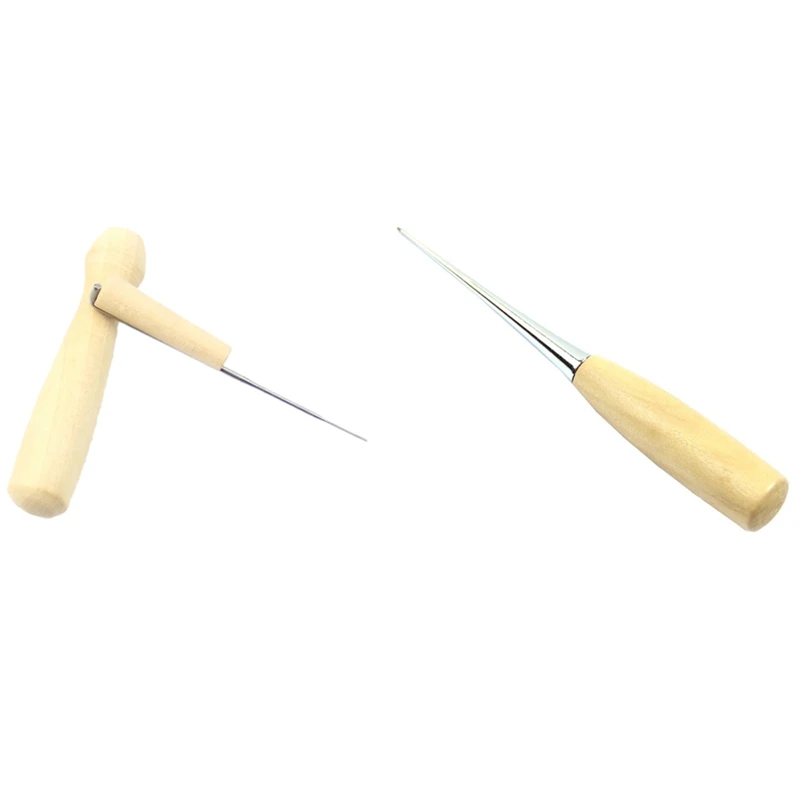 

Wood Handle Awl Leathercraft Needle Awl With One Felting Needle Wooden Handle Holder DIY Tool
