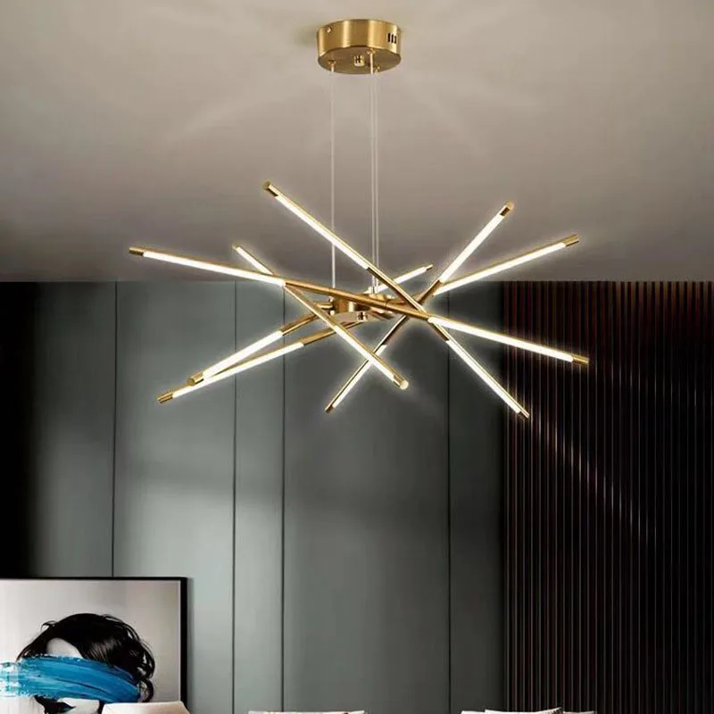 

Chandelier lighting nordic living room stick design gold/black hanging lamp bedroom dining room light fixtures