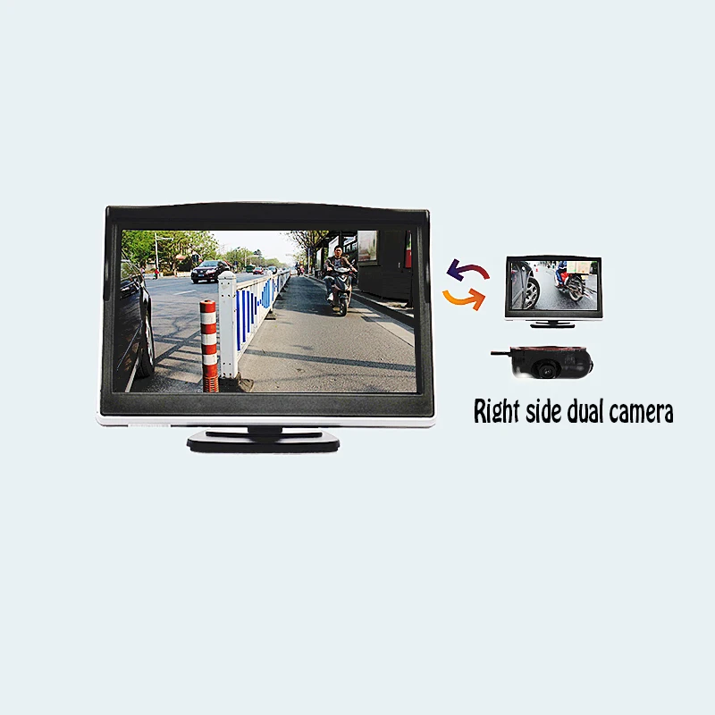 

Right Front + Right Rear Car Black Box Camera Car Side View Camera System With 5 Inch Lcd Desktop Monitor