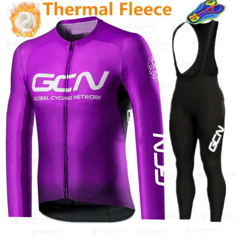 Красный комплект из Джерси для велоспорта GCN 2021 Зимняя Теплая Флисовая