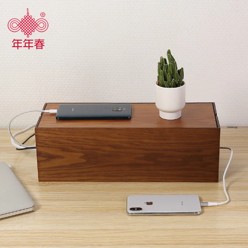 Скидка Пасторальная простая деревянная настольная розетка для кабеля питания для гостиной и офиса, коробка для хранения