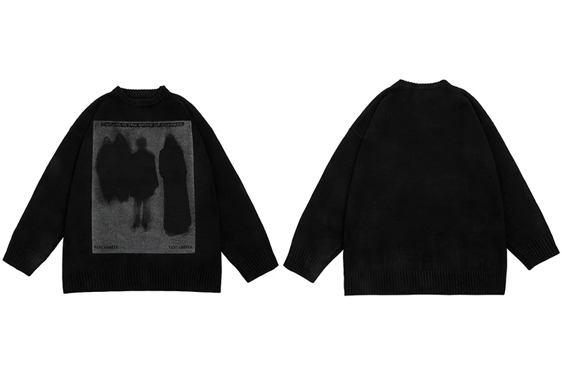 

CCZXLY Autumn Men Knitted Jumper Sweaters Hip Hop Graphic Letter Print 2021 Streetwear Harajuku Loose Fashion Casual Pullovers
