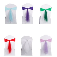 100pcs heart silk tessal chair sashes chair knot decoration for wedding stretch chair cover band