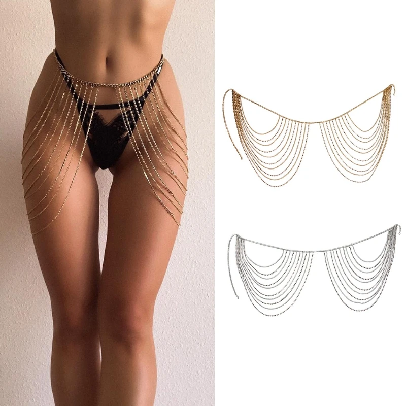 

Women Simple Geometric Waist Chain Female Sexy Waist Trimmers Body Jewelry Multilayer Body Chains with Rhinestones Belts