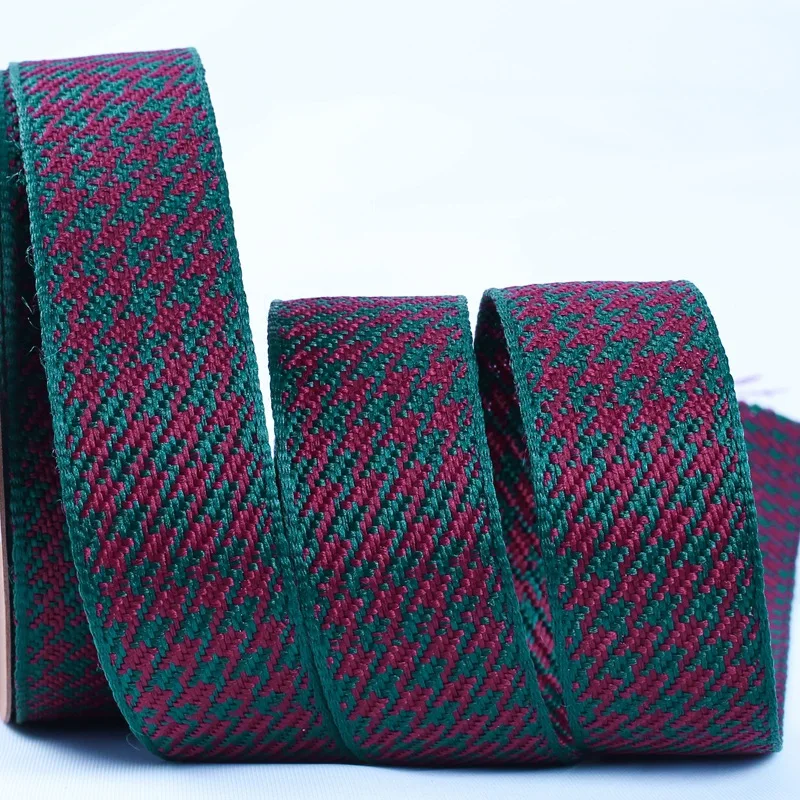 Dark green-red 25mm 10 ярдов/набор лента Diy бант аксессуары для волос упаковка букета лента одежда Подарочная коробка декоративный плед хлопок пояс - Цвет: Dark green-red 25mm
