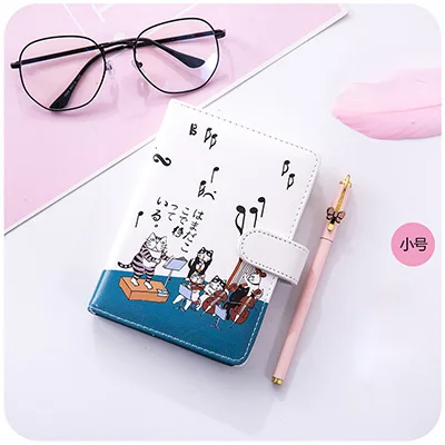 C Kawaii кожаный блокнот милый счастливый кот японская ручная книга ежедневник Filofax канцелярские принадлежности Школьные принадлежности подарок - Цвет: C