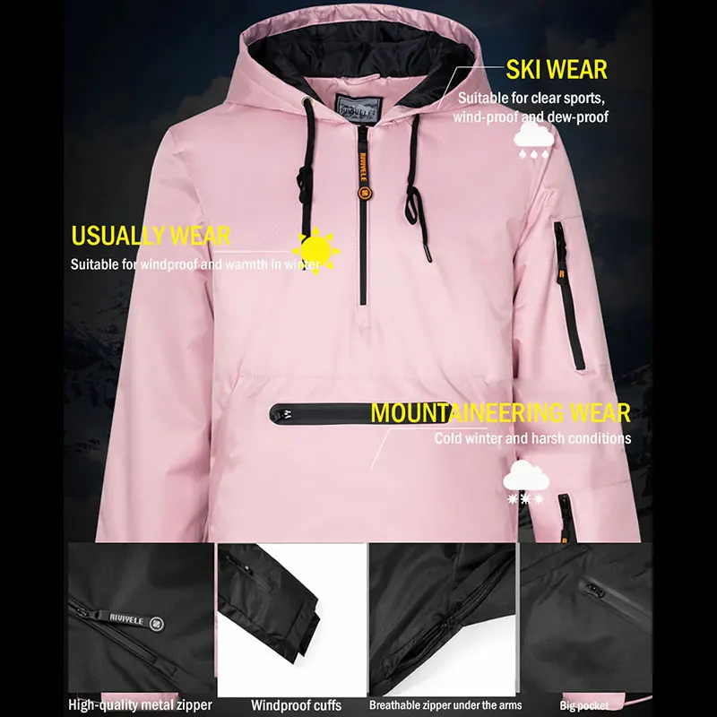 Мужские и женские лыжные толстовки куртки зимние уличные ветрозащитные
