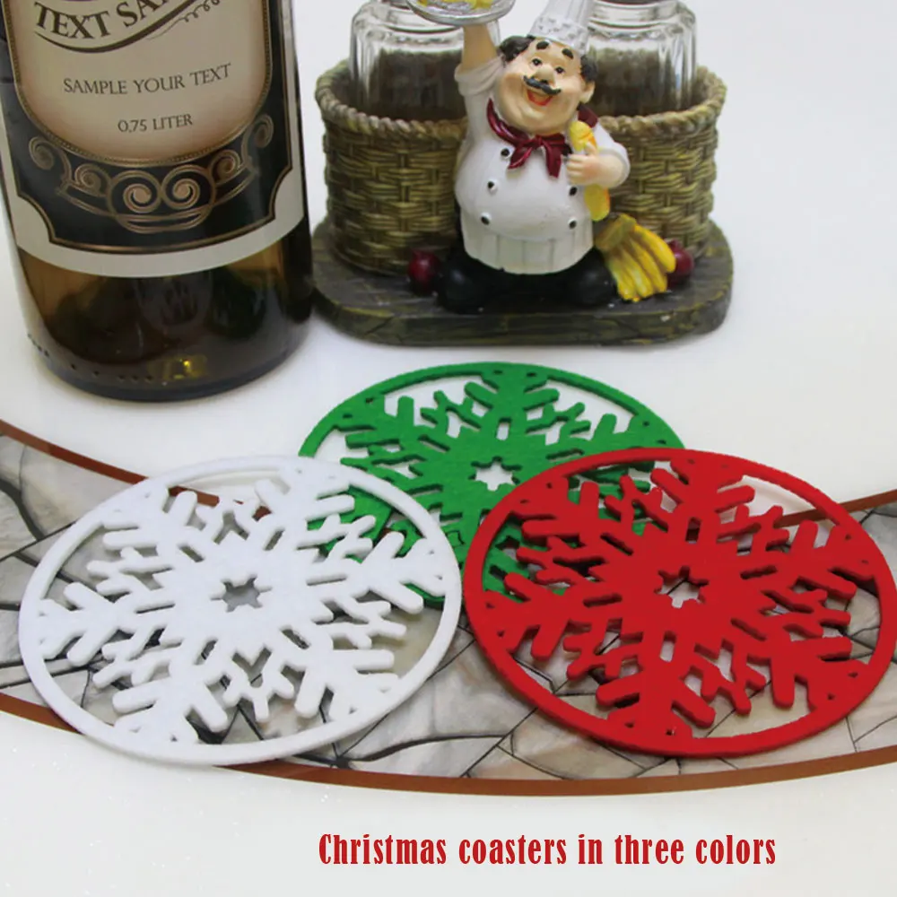 2 шт ПВХ рождественские снежные подставки Снежинка подстилки кофейные винные