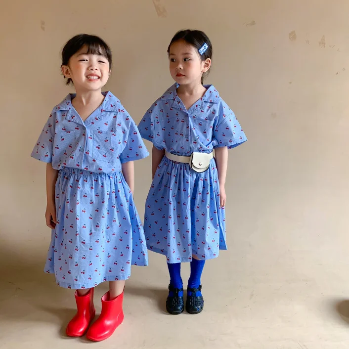 Новое поступление 2021 Модный цветочный костюм для девочек из 2 предметов блузки +