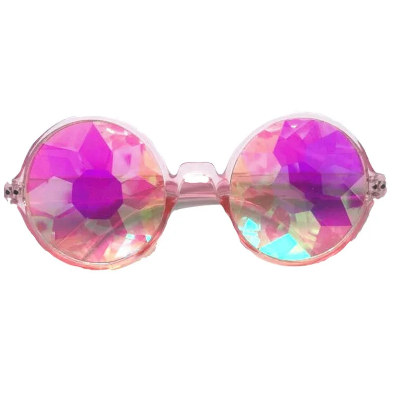 2-Pink MuseLife круглый Калейдоскоп очки Rave фестиваль для мужчин и женщин брендовая дизайнерская голографическая калейдоскоп солнцезащитные очки ретро - Цвет линз: 2-Pink